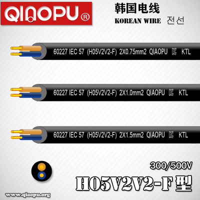 韩国H05V2V2-F两芯高温PVC圆线